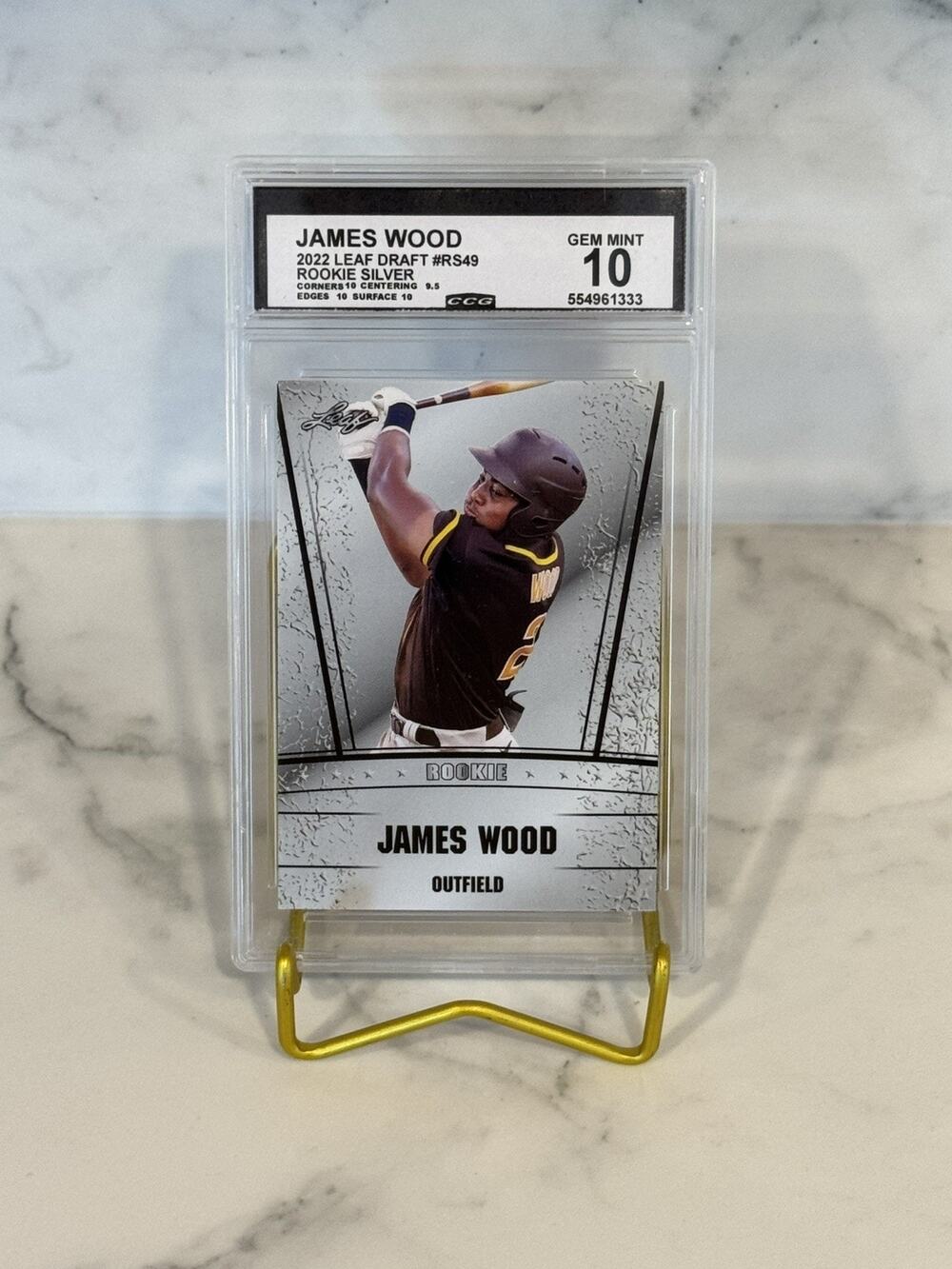 James Wood 2022 Leaf Draft Rookie Silver #RS49 Graded Gem Mint 10